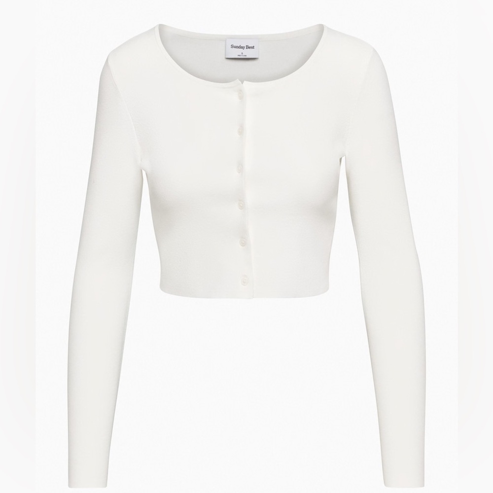 Sunday Best White Button-Up Sweater